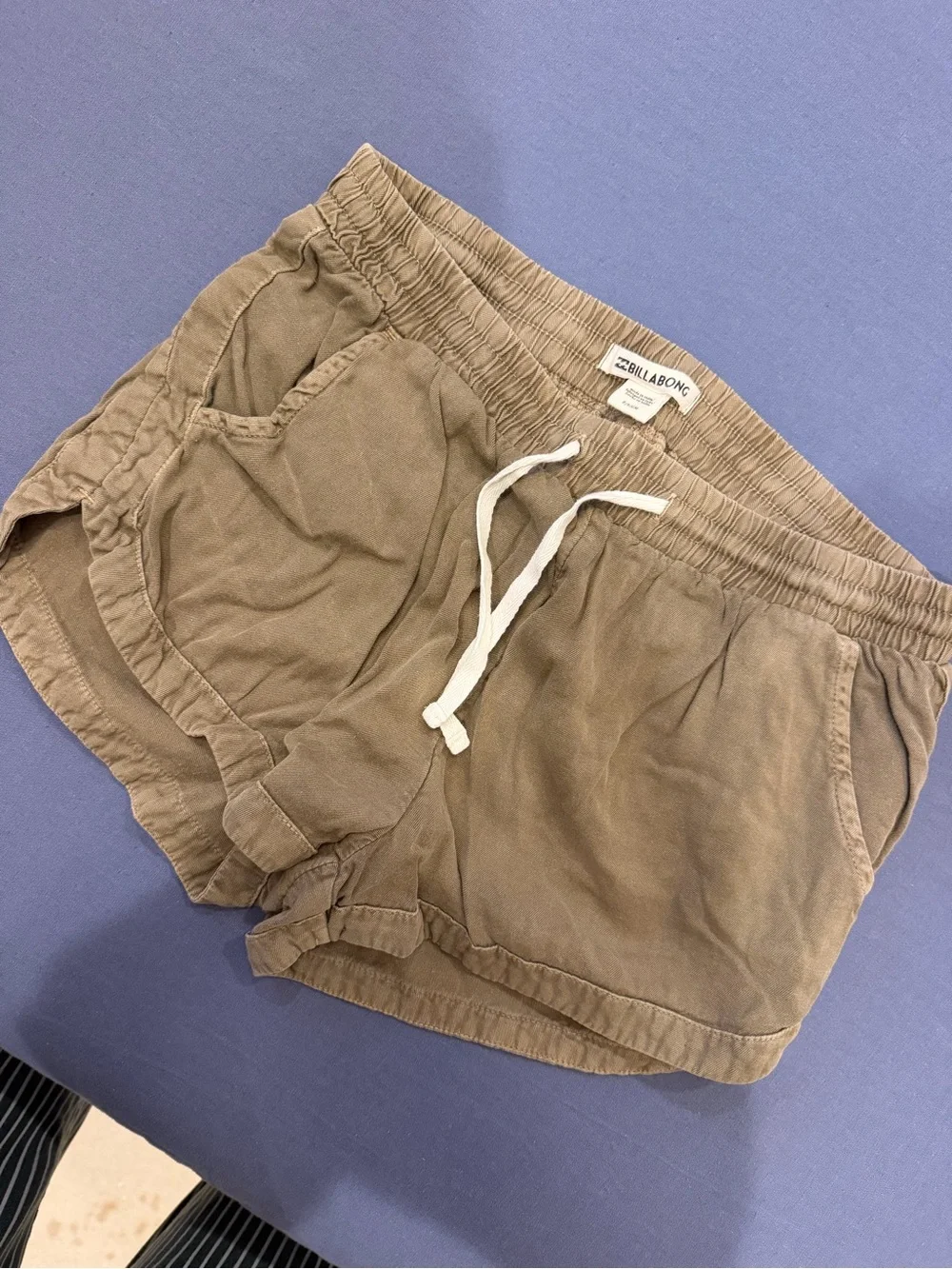 Billabong Women's Olive-Tan Athletic Drawstring Shorts